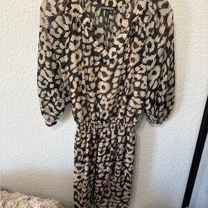 Express Women's Leopard Print Long Sleeve Dress